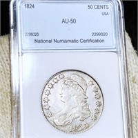 1824 Capped Bust Half Dollar NNC - AU50