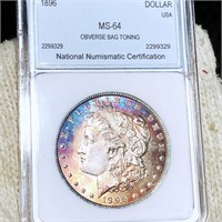 1896 Morgan Silver Dollar NNC - MS64 OBV TONING