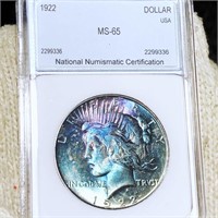 1922 Silver Peace Dollar NNC - MS65