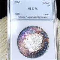 1891-S Morgan Silver Dollar NNC - MS 63 PL