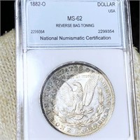 1882-O Morgan Silver Dollar NNC - MS62 REV TONING