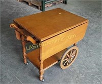 Solid Wood Rolling Drop-leaf Cart
