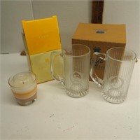 Avon Candle and Glass Mugs