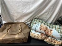 Traveling bag and teddy bear pillows