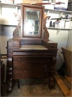 19th Century Mahogany Drop-Center Mrbl Top Dresser