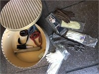 Hatbox w/Accessories, Umbrella, Leather Gloves,