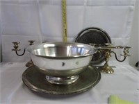 Silver Plated Items & Aluminum Punch Bowl