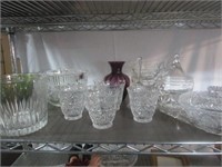Elegant Glassware Lot, Crystal, Green, & Amethyst