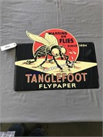 TANGLEFOOT FLY PAPER TIN SIGN, 14 X 17.5"