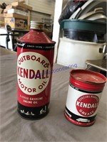 KENDALL OUTBOARD MOTOR OIL CAN, KENDALL GREASE TIN