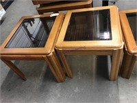 PAIR OF GLASS-TOP END TABLES, 20 X 22 X 19" TALL
