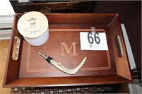 Deer Horn Stopper, Candle & Wood Tray (G)