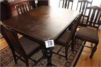Vintage Dining Room Table with Extra Leaves & (6)