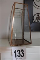 Copper & Glass Lantern Type Decor - 14.5" Tall