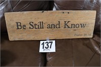 Wood 'Be Still & Know' Sign 24x8" (R5)
