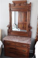 Antique Marble Top Dresser with Mirror 39x17x79"