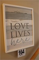 Love Lives Here Wood Sign 15x19" (R1)