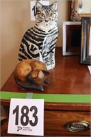 Metal & Wood Cat Decor (2 Piece) (R1)