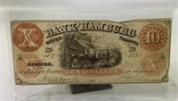 1800’s Bank of Hamburg $10 note
