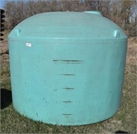 1000 Gal Poly Water Tank, (NO Lid or Valve), Loc: