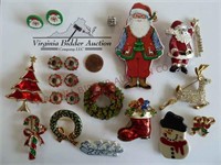 Christmas Holiday Pins, Beads & Earrings