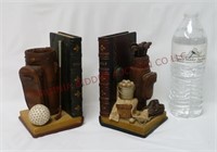 Golf Themed Resin Bookends ~ Pair