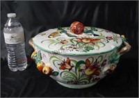 Vintage Italian Pottery Soup Tureen w Lid & Ladle