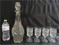 Anchor Hocking Wexford Decanter & Goblets