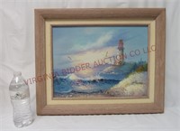 Ocean Lighthouse Painting on Canvas ~ Framed