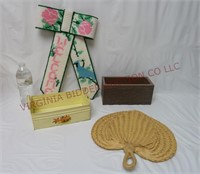 Hand Fan, Welcome Bow, Metal & Wood Planter Boxes