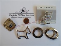 Fashion & Costume Pins / Brooches (3) & Clips (2)