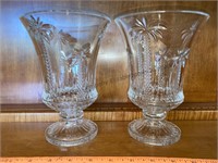 Palm pattern matching crystal vases 7.5H. 1 has