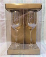 NEW Pier 1 Gold Luster Wine Glasses Set of 4