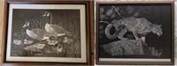 Two Scratchboard Art Prints by Chester Gorzelany