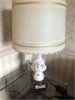 Pair of Opaque Floral Table Lamps