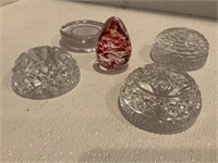 A Collection of Five Glass Paperweights