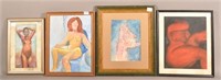Four Oil and Watercolor Nudes