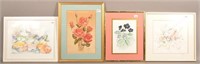 Four Watercolors of Flowers