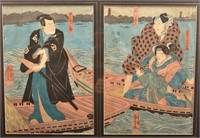 Pair Japanese Woodcut