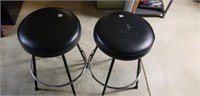 2 Leather swivel bar stools