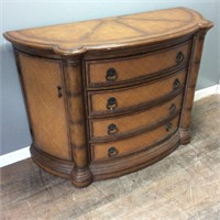 FAUX LEATHER INLAY WOOD CHEST OF DRAWERS