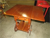 SOLID CHERRY TEA CART 1 DRAWER W/DROP TOP LEAFS