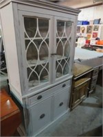 ANTIQUE PAINTED 4 DRAWER 2 DOOR CHINA HUTCH