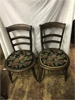 Pair of Walnut Needlepoint Side Chairs