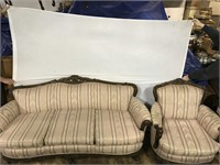 Matching Walnut Victorian Couch & Side Chair