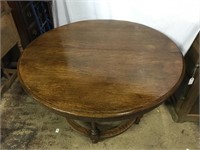 Round Oak 6 Leg Pedestal Table (No Leaves Found)