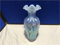 Blue Opalescent Signed Fenton Vase