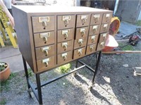 Vintage Wood Cabinet In Stand W/ Wheels