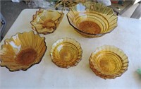 Amber Glass Fruitbowl Set, Etc