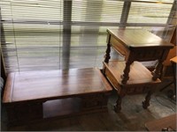 Wood coffee table and 2 end tables